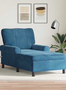 VidaXL Chaise Lounge met kussen Blauw 91 x 157 x 91 cm Fluweel