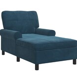 VidaXL Chaise Lounge met kussen Blauw 91 x 157 x 91 cm Fluweel