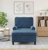 VidaXL Chaise Lounge met kussen Blauw 91 x 157 x 91 cm Fluweel