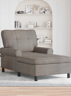 VidaXL Chaise Lounge met kussen Grijs 91 x 157 x 91 cm Antiek PU