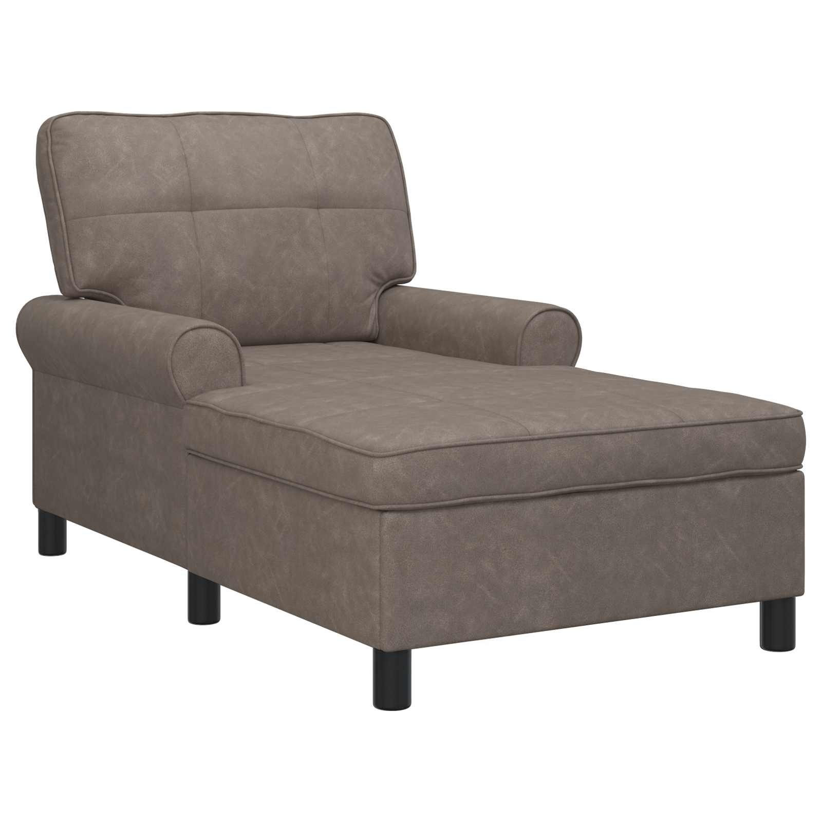 VidaXL Chaise Lounge met kussen Grijs 91 x 157 x 91 cm Antiek PU