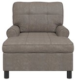 VidaXL Chaise Lounge met kussen Grijs 91 x 157 x 91 cm Antiek PU