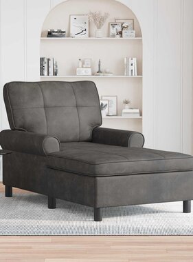 VidaXL Chaise Lounge met kussen Zwart 91 x 157 x 91 cm Antiek PU
