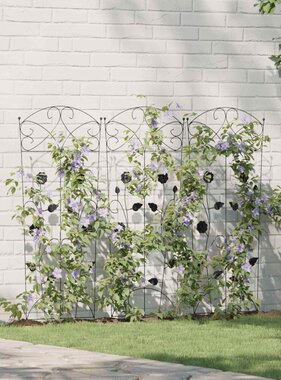 VidaXL Tuinhek Latwerk 3 pcs Zwart 112 x 40 cm Staal