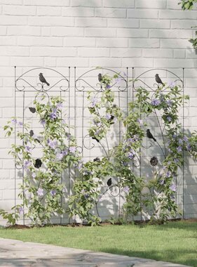 VidaXL Tuinhek Latwerk 3 pcs Zwart 112 x 40 cm Staal