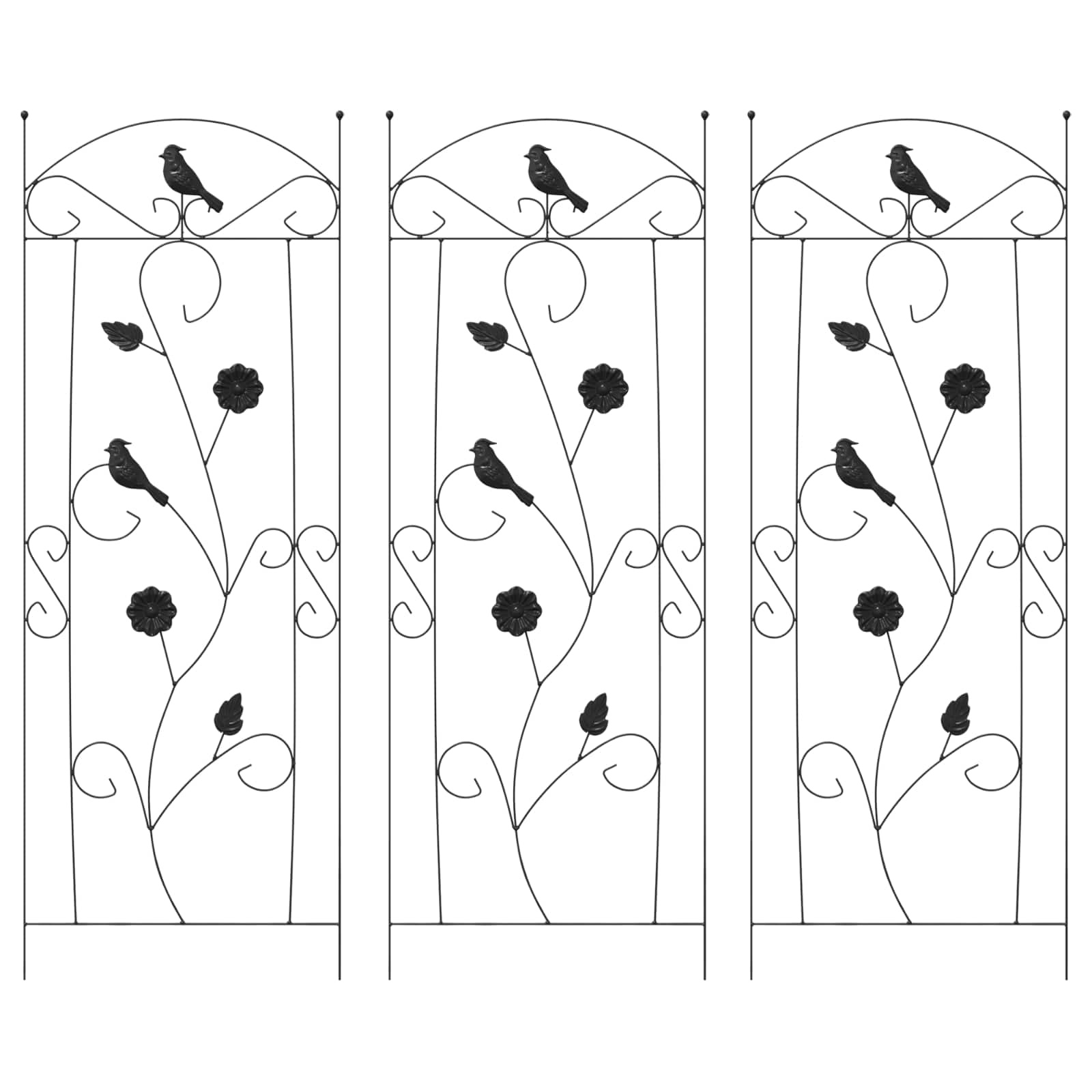 VidaXL Tuinhek Latwerk 3 pcs Zwart 112 x 40 cm Staal