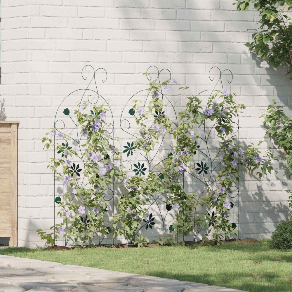 VidaXL Tuinhek Latwerk 3 pcs Groen 112 x 40 cm Staal