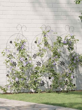 VidaXL Tuinhek 3 pcs Zwart 112 x 40 cm Staal