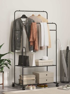 VidaXL Kledingrek Effen Zwart