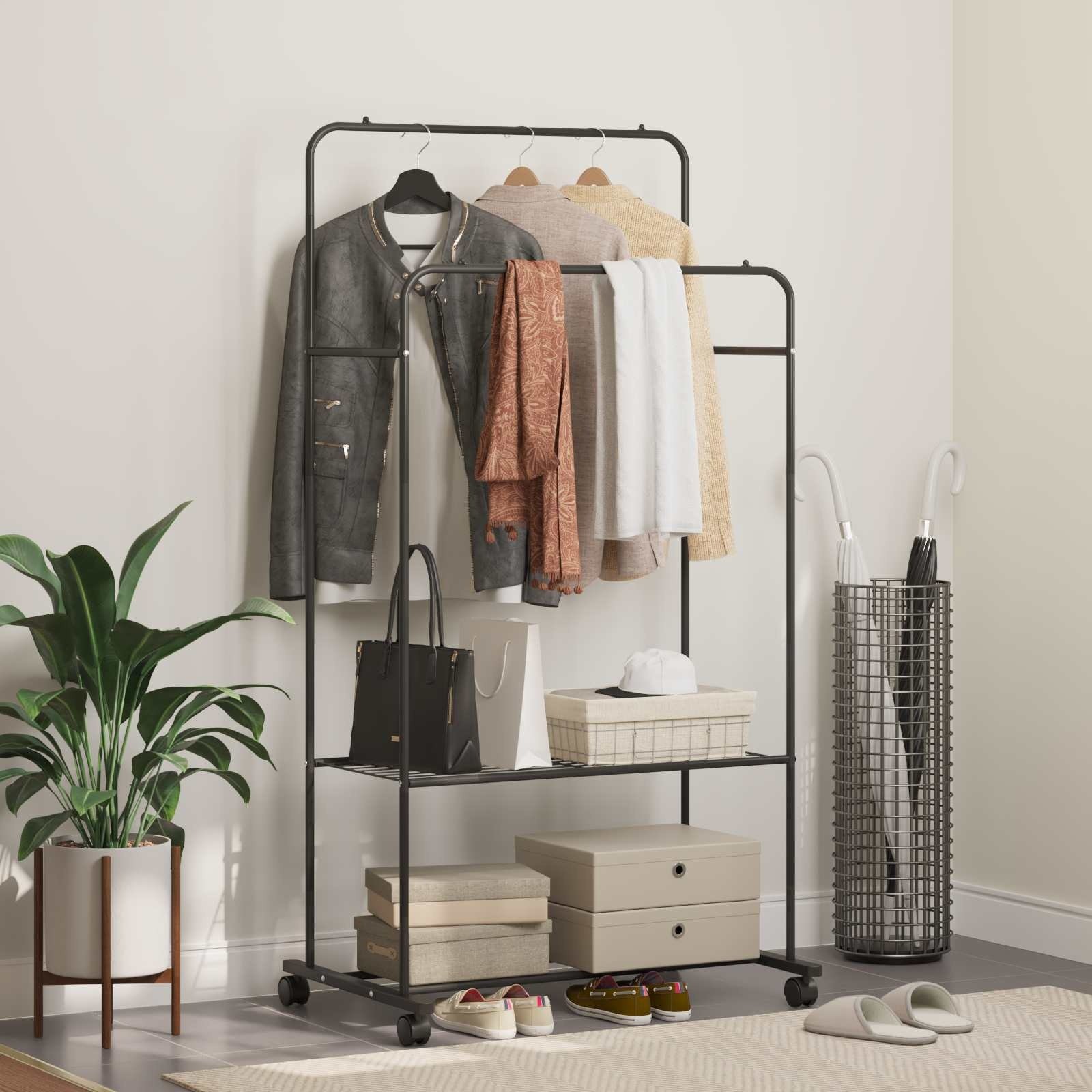 VidaXL Kledingrek Effen Zwart