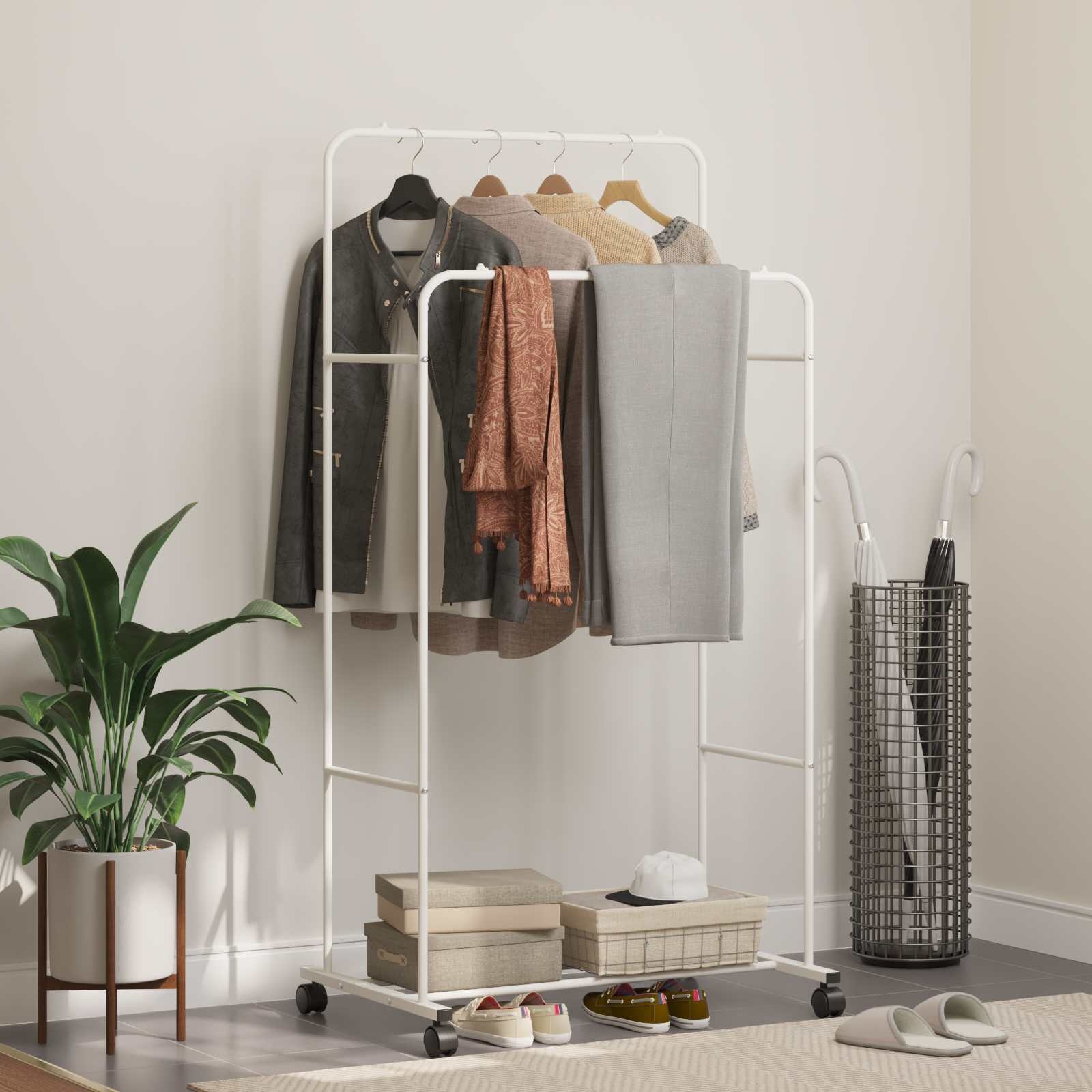 VidaXL Kledingrek Effen Wit