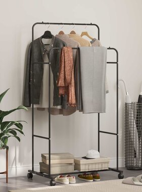 VidaXL Kledingrek Effen Zwart