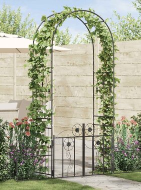 VidaXL Tuin Boog Effen Zwart 203 x 50 x 218 cm