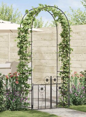 VidaXL Tuin Boog Effen Zwart 102 x 50 x 218 cm