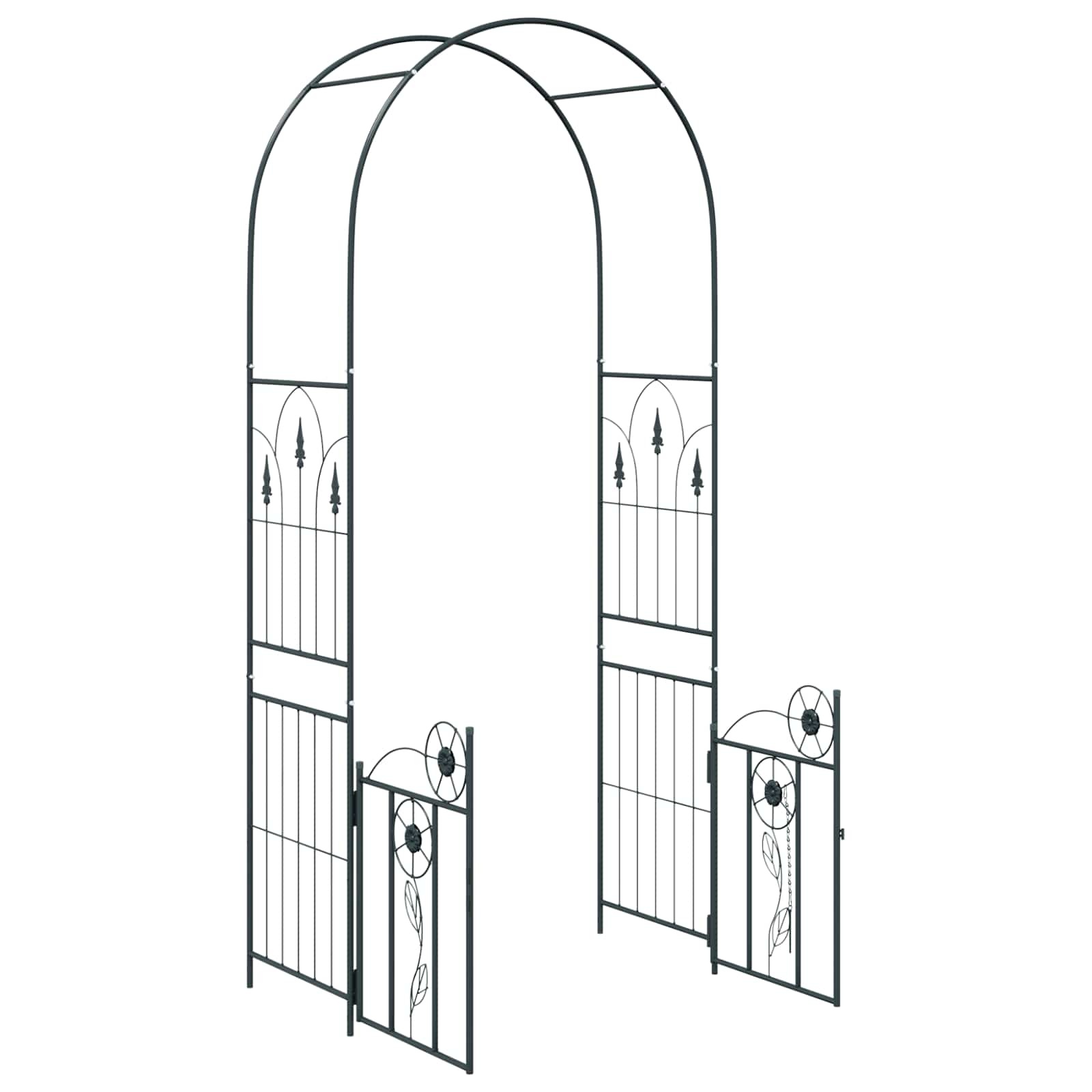 VidaXL Tuin Boog Effen Zwart 102 x 50 x 218 cm