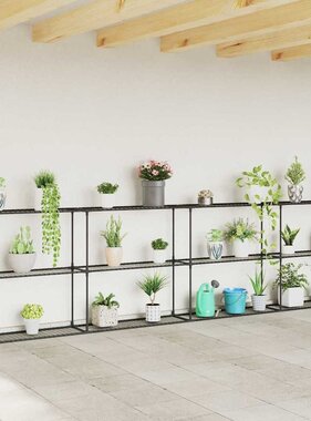VidaXL 3-laags plantenstandaard Zwart 400 x 32 x 104 cm Staal