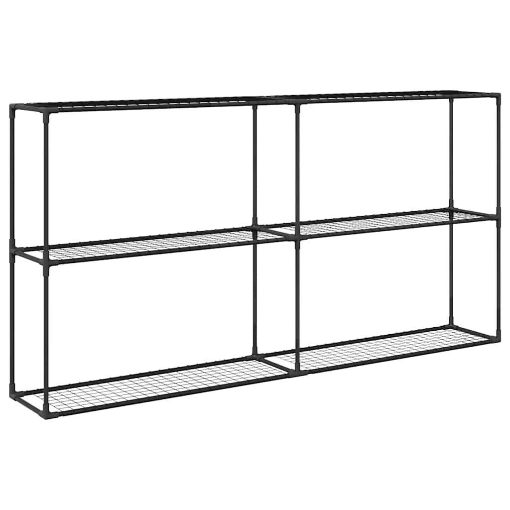 VidaXL 3-laags plantenstandaard Zwart 200 x 32 x 104 cm Staal
