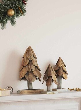 VidaXL Kerstboom met standaard 3 pcs Bruin Massief teakhout