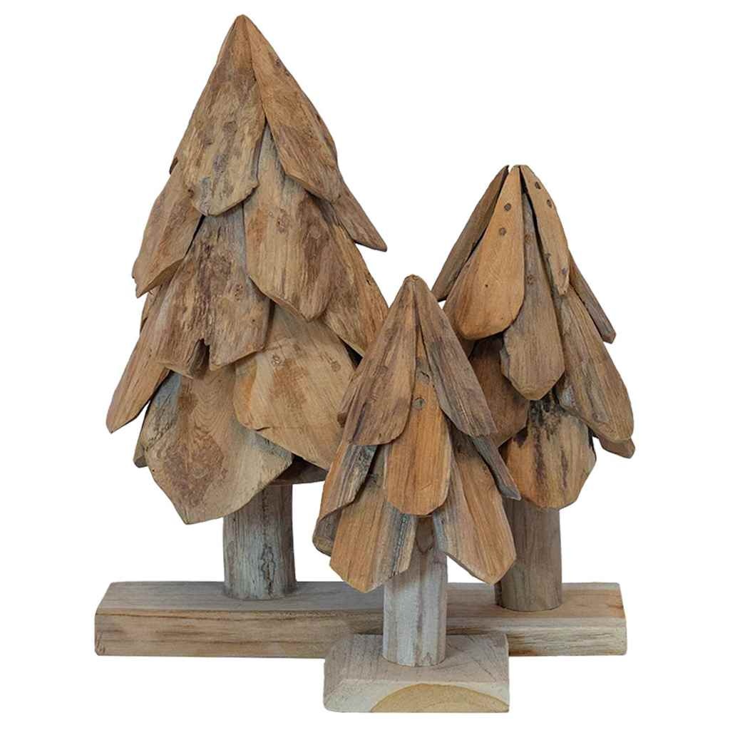 VidaXL Kerstboom met standaard 3 pcs Bruin Massief teakhout