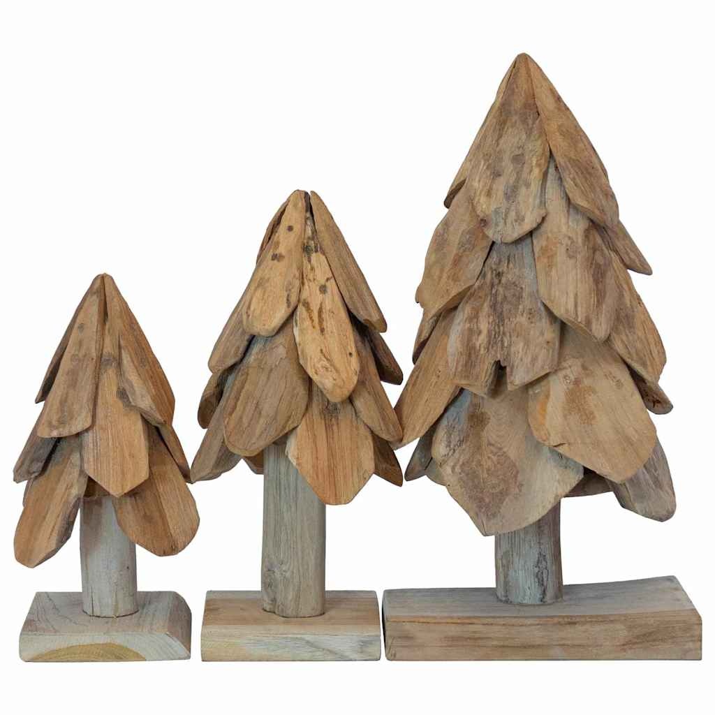 VidaXL Kerstboom met standaard 3 pcs Bruin Massief teakhout