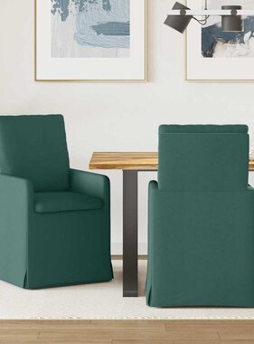 VidaXL Eettafelstoelen 2 pcs Donkergroen 57 x 67 x 98 cm Stof