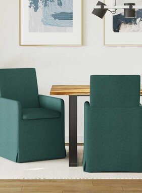 VidaXL Eettafelstoelen 2 pcs Donkergroen 57 x 67 x 95 cm Stof
