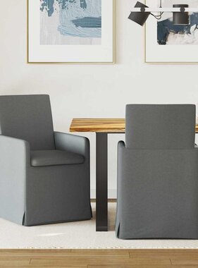 VidaXL Eettafelstoelen 2 pcs Donkergrijs 57 x 67 x 95 cm Stof