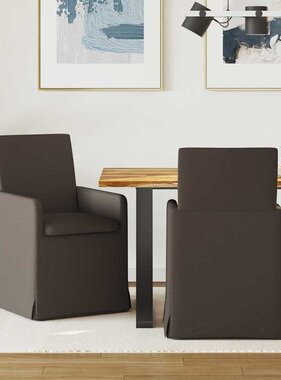 VidaXL Eettafelstoelen 2 pcs Donkergrijs 57 x 67 x 95 cm Linnen
