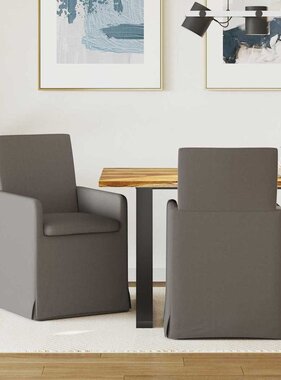 VidaXL Eettafelstoelen 2 pcs Lichtgrijs 57 x 67 x 95 cm Linnen