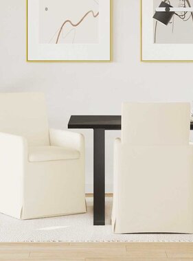 VidaXL Eettafelstoelen met wielen 2 pcs Beige 57 x 67 x 95 cm Linnen