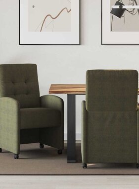 VidaXL Dining Stoelen met Wielen 2 pcs Leger groen 57 x 67 x 98 cm