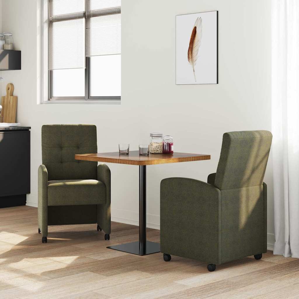 VidaXL Dining Stoelen met Wielen 2 pcs Leger groen 57 x 67 x 98 cm