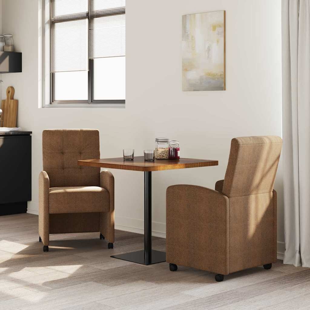 VidaXL Dining Stoelen met Wielen 2 pcs Bruin 57 x 67 x 98 cm