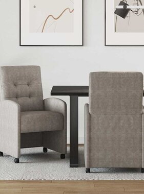 VidaXL Dining Stoelen met Wielen 2 pcs Grijs 57 x 67 x 98 cm Kunstleer