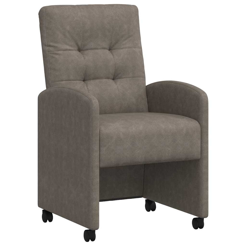 VidaXL Dining Stoelen met Wielen 2 pcs Grijs 57 x 67 x 98 cm Kunstleer
