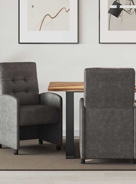 VidaXL Dining Stoelen met Wielen 2 pcs Zwart 57 x 67 x 98 cm Kunstleer