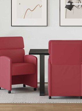 VidaXL Dining Stoelen met Wielen 2 pcs Wijnrood 58 x 65 x 98 cm