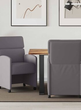 VidaXL Dining Stoelen met Wielen 2 pcs Grijs 58 x 65 x 98 cm Kunstleer