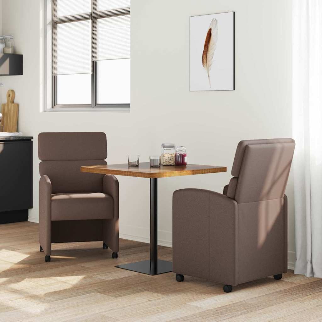 VidaXL Dining Stoelen met Wielen 2 pcs Bruin 58 x 65 x 98 cm Kunstleer