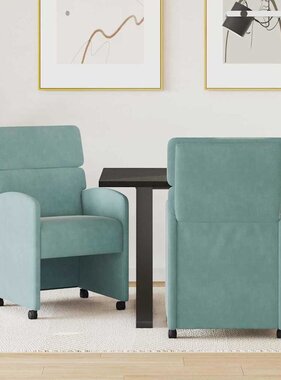 VidaXL Dining Stoelen met Wielen 2 pcs Zeegroen 58 x 65 x 98 cm