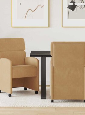 VidaXL Dining Stoelen met Wielen 2 pcs Bruin 58 x 65 x 98 cm Fluweel