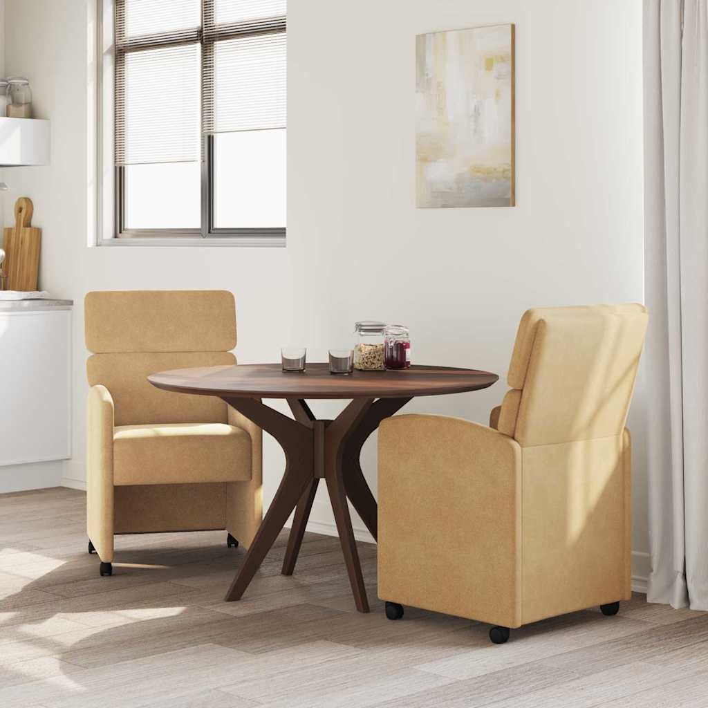VidaXL Dining Stoelen met Wielen 2 pcs Bruin 58 x 65 x 98 cm Fluweel