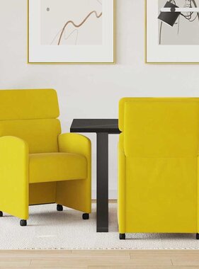 VidaXL Dining Stoelen met Wielen 2 pcs Geel 58 x 65 x 98 cm Fluweel