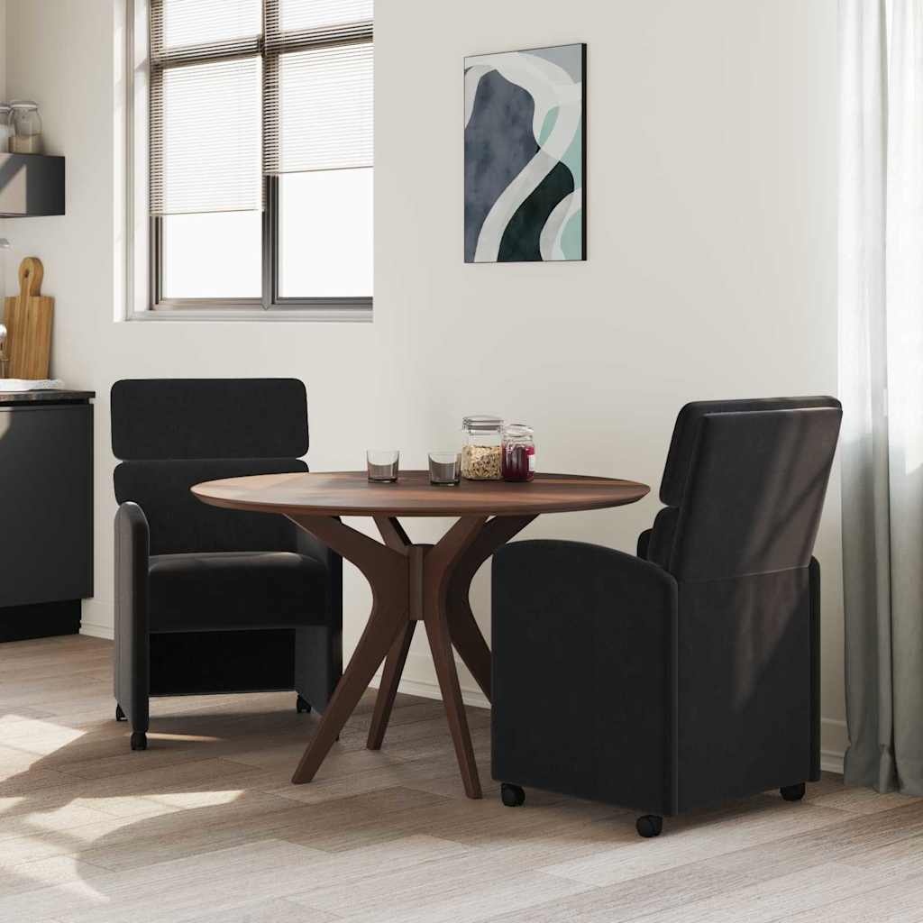 VidaXL Dining Stoelen met Wielen 2 pcs Zwart 58 x 65 x 98 cm Fluweel