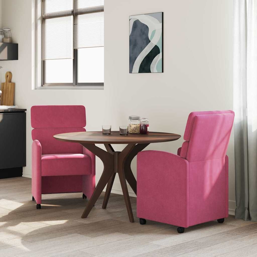 VidaXL Dining Stoelen met Wielen 2 pcs Wijnrood 58 x 65 x 98 cm