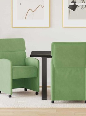 VidaXL Dining Stoelen met Wielen 2 pcs Lichtgroen 58 x 65 x 98 cm