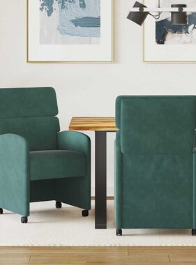 VidaXL Dining Stoelen met Wielen 2 pcs Donkergroen 58 x 65 x 98 cm