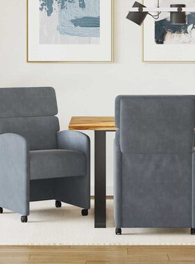 VidaXL Dining Stoelen met Wielen 2 pcs Donkergrijs 58 x 65 x 98 cm