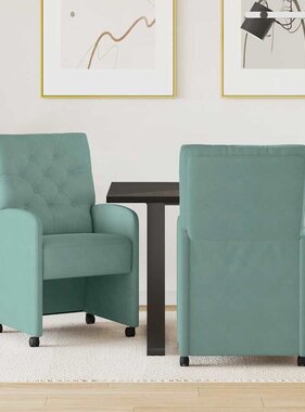 VidaXL Dining Stoelen met Wielen 2 pcs Zeegroen 58 x 67 x 97 cm
