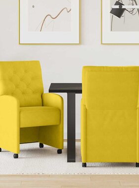 VidaXL Dining Stoelen met Wielen 2 pcs Geel 58 x 67 x 97 cm Fluweel